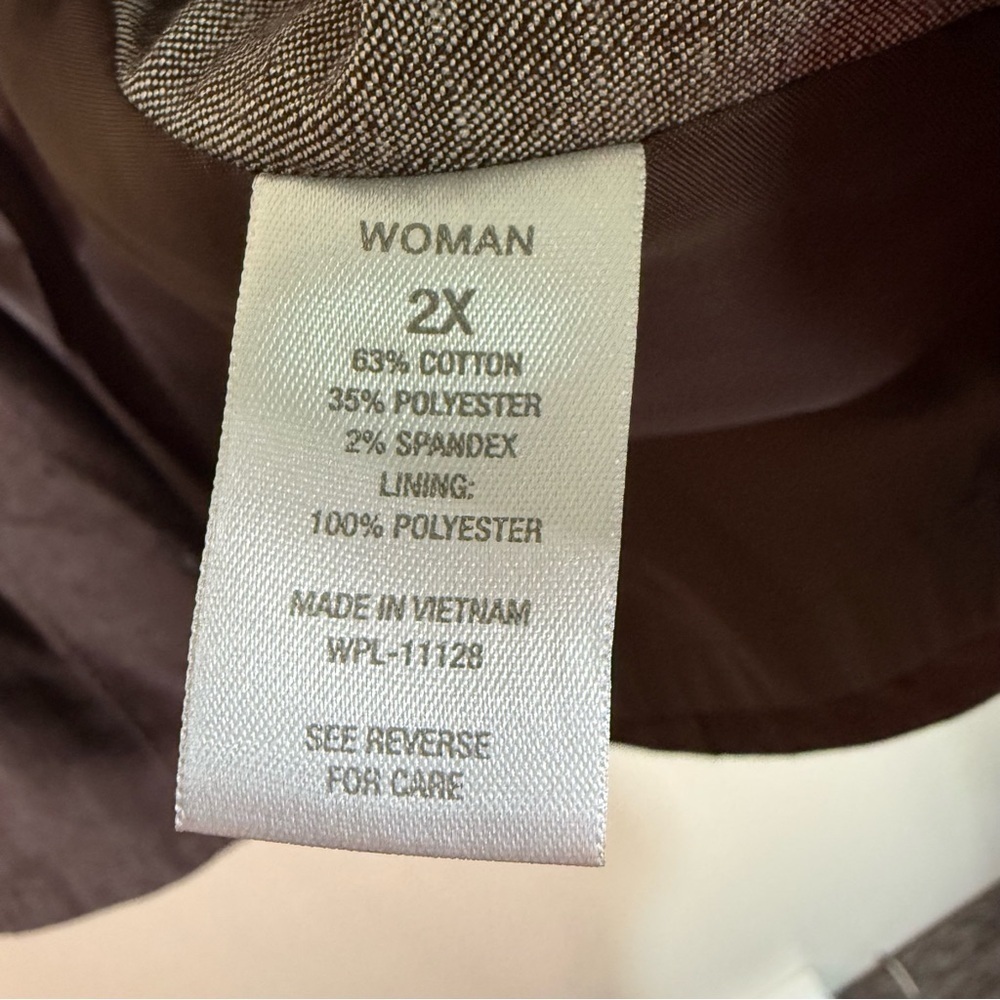 Dress Barn Open Front 3/4 Sleeve Crop Blazer Jacket Brown size 2X - Picture 7 of 8